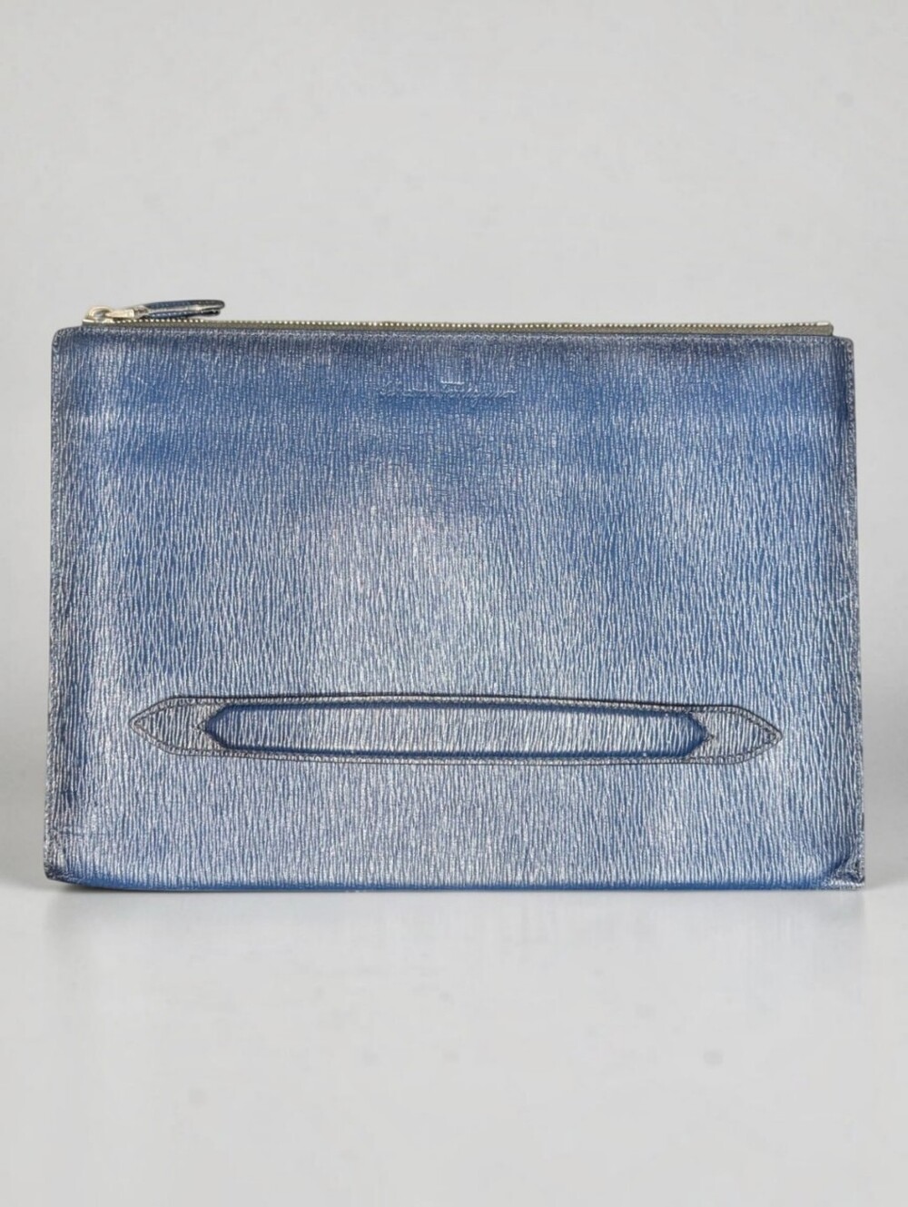 Salvatore Ferragamo Revival Blue Leather Clutch Bag